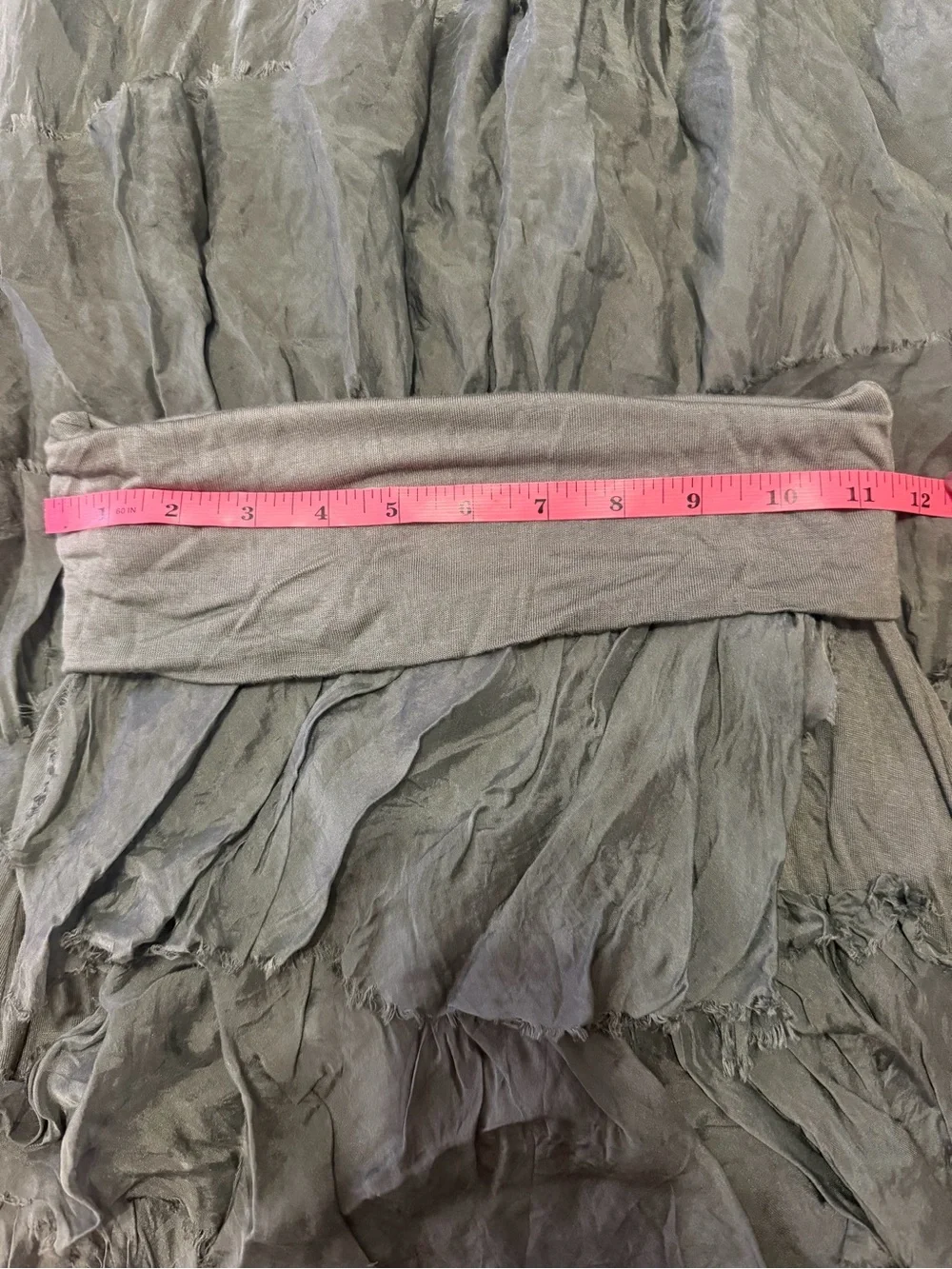 Vintage Made in Italy Silk Tiered Ruffle Maxi Skirt - Olive Green - Small